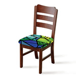 Blue And Green Stained Glass Print Chair Cushion Cover