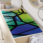 Blue And Green Stained Glass Print Changing Pad Cover