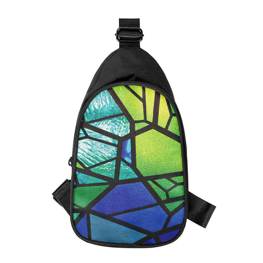 Blue And Green Stained Glass Print Chest Bag