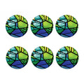 Blue And Green Stained Glass Print Coaster Set