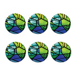 Blue And Green Stained Glass Print Coaster Set