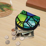 Blue And Green Stained Glass Print Coin Purse