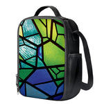 Blue And Green Stained Glass Print Crossbody Lunch Bag