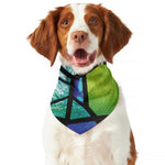 Blue And Green Stained Glass Print Dog Bandana
