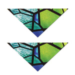 Blue And Green Stained Glass Print Dog Bandana