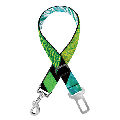 Blue And Green Stained Glass Print Dog Seat Belt