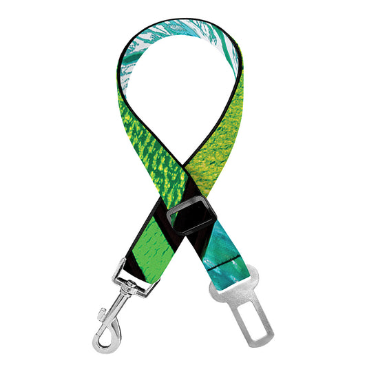 Blue And Green Stained Glass Print Dog Seat Belt