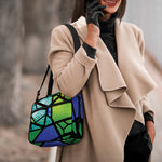 Blue And Green Stained Glass Print Double Strap Bible Bag