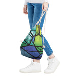 Blue And Green Stained Glass Print Drawstring Bag