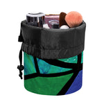 Blue And Green Stained Glass Print Drawstring Makeup Bag
