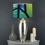 Blue And Green Stained Glass Print Drum Lamp Shade