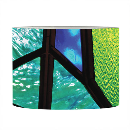 Blue And Green Stained Glass Print Drum Lamp Shade