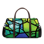 Blue And Green Stained Glass Print Duffle Bag