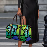 Blue And Green Stained Glass Print Duffle Bag