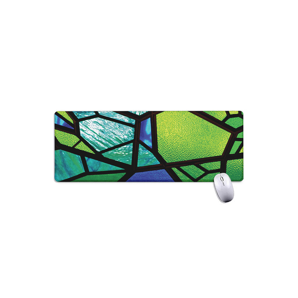 Blue And Green Stained Glass Print Extended Mouse Pad