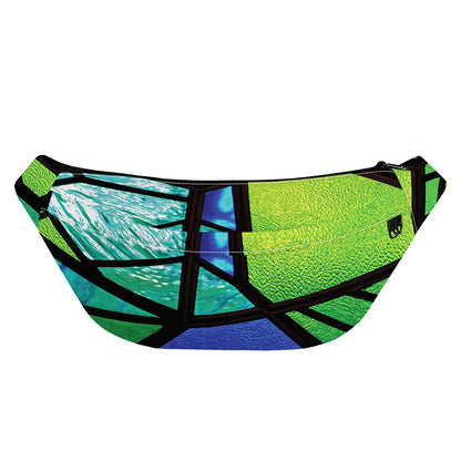 Blue And Green Stained Glass Print Fanny Pack