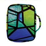 Blue And Green Stained Glass Print Front Pocket Bible Bag