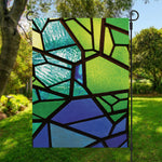 Blue And Green Stained Glass Print Garden Flag