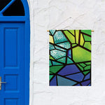 Blue And Green Stained Glass Print Garden Flag