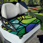Blue And Green Stained Glass Print Golf Cart Seat Cover