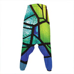 Blue And Green Stained Glass Print Hammer Pants