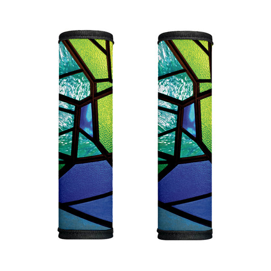Blue And Green Stained Glass Print Handle Covers