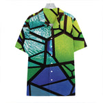 Blue And Green Stained Glass Print Hawaiian Shirt