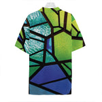 Blue And Green Stained Glass Print Hawaiian Shirt