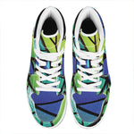 Blue And Green Stained Glass Print High Top Leather Sneakers