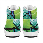 Blue And Green Stained Glass Print High Top Leather Sneakers