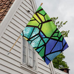 Blue And Green Stained Glass Print House Flag