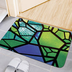 Blue And Green Stained Glass Print Indoor Door Mat