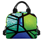 Blue And Green Stained Glass Print Insulated Lunch Bag