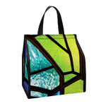 Blue And Green Stained Glass Print Insulated Lunch Tote
