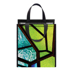 Blue And Green Stained Glass Print Insulated Lunch Tote