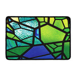 Blue And Green Stained Glass Print Kitchen Mat