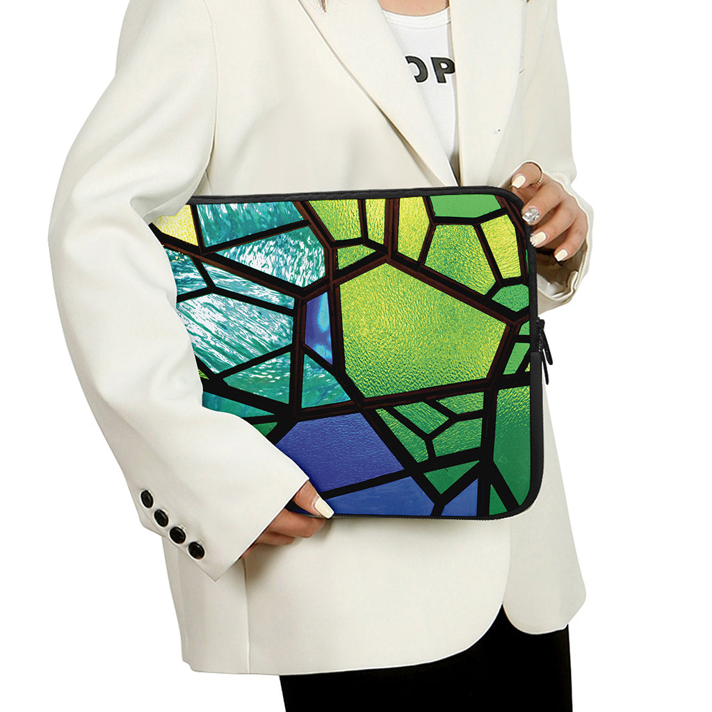 Blue And Green Stained Glass Print Laptop Sleeve