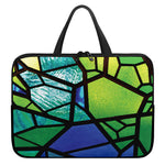 Blue And Green Stained Glass Print Laptop Sleeve With Handle