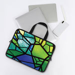 Blue And Green Stained Glass Print Laptop Sleeve With Handle