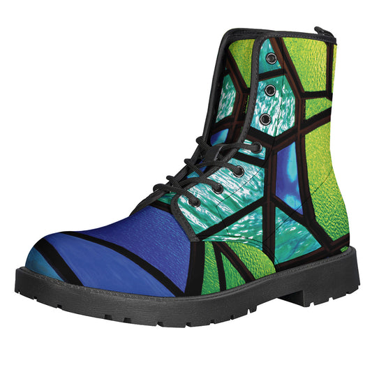 Blue And Green Stained Glass Print Backpack