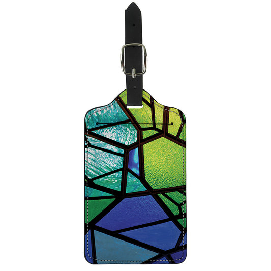 Blue And Green Stained Glass Print Luggage Tag