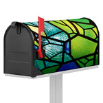Blue And Green Stained Glass Print Mailbox Cover