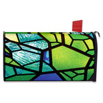 Blue And Green Stained Glass Print Mailbox Cover
