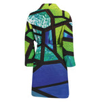 Blue And Green Stained Glass Print Men's Bathrobe