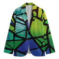 Blue And Green Stained Glass Print Men's Blazer