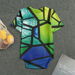 Blue And Green Stained Glass Print Men's Bodysuit