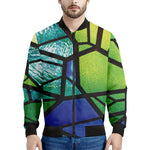 Blue And Green Stained Glass Print Men's Bomber Jacket