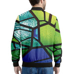Blue And Green Stained Glass Print Men's Bomber Jacket