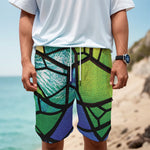 Blue And Green Stained Glass Print Men's Cargo Shorts