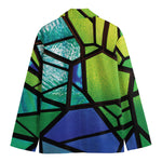 Blue And Green Stained Glass Print Men's Cotton Blazer